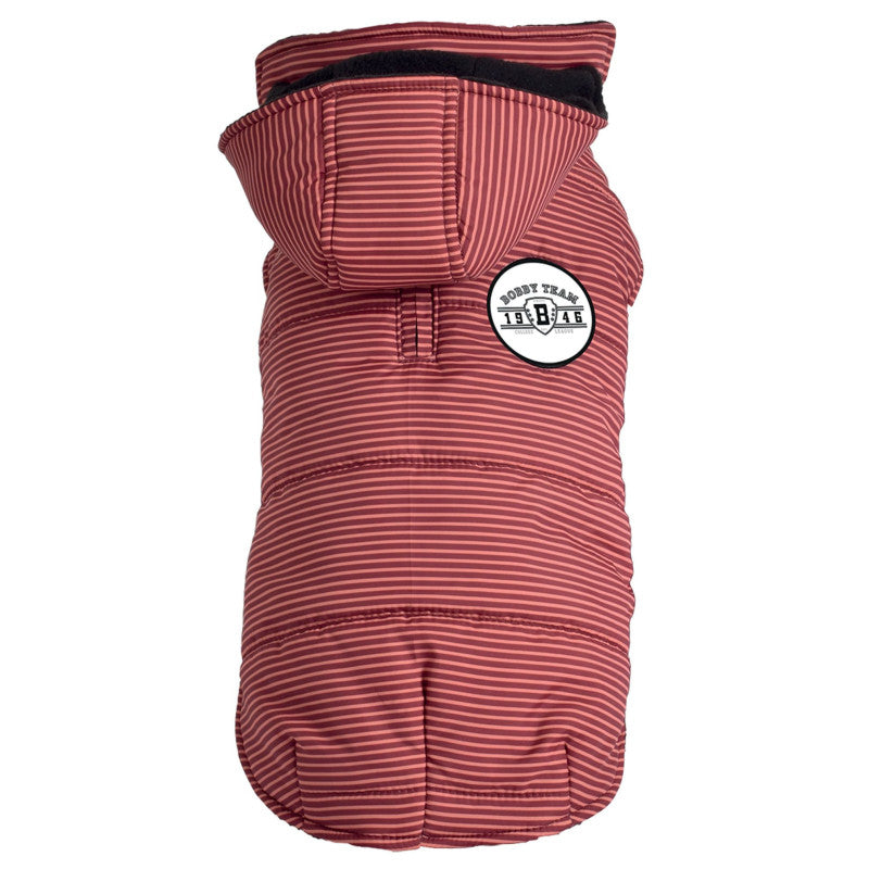 Doudoune rayée à capuche : Rouge et orange BOBBY