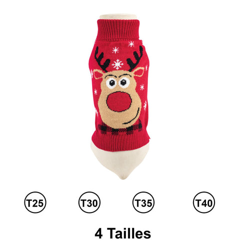 Pull rouge Renne de Noël pour chien – Doogy Classic